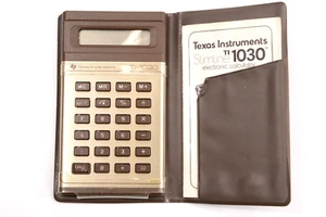 Vintage Texas Instruments Slimline TI 1030 Calculator & Case & Manual *Needs Bat - Picture 1 of 6