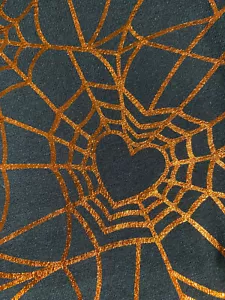 Halloween Orange Metallic Spider Web Black Leggings XXL/18 NEW - Picture 1 of 3