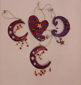 Vintage Weihnachtsschmuck Mond und Herz Metall - Bild 1 von 9