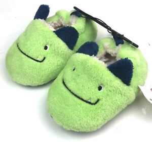 Baby Size 5 Slippers Monster Green Blue Furry Warm Slip On Winter New with Tags