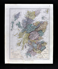 1885 Stanford Map Scotland Edinburgh Glasgow Inverness Loch Ness Arran Antique