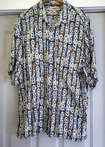 Gran Camisa Vintage Campia Moda Tony Soprano Estampado Geométrico Botones Talla XL - Imagen 1 de 3