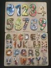 Melissa and Doug Alphabet Art and Number Art Puzzle Lot - Both Complete and Mint