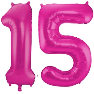 Globo de lámina 86 cm ROSA número 15 globo numérico globo cumpleaños helio - Imagen 1 de 5