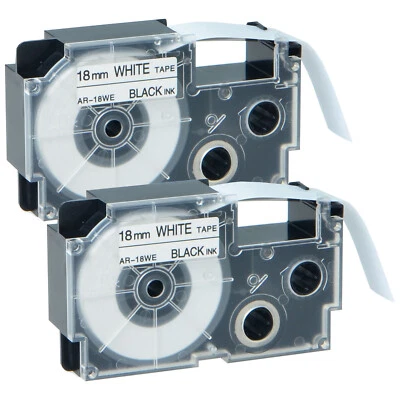 TONERTOP2014 2 PK XR-18WE Black on White 18mm 8m Label Tape Compatible for KL-7000 7200 750