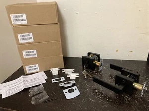 4 flache schwarze Durchgangstürhebel mit Einzylinder-Riegel Kombopackungen - Bild 1 von 13