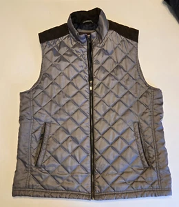 JOHNSTON & MURPHY Quilted Vest Men XL Silver Gray w Suede Accent Classic Preppy - Picture 1 of 13