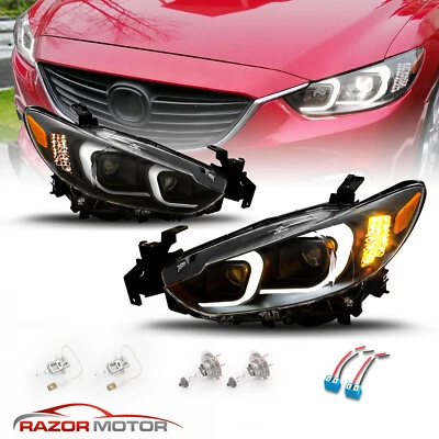 2014- 2017 Fit Mazda 6/2013-2016 Atenza LED Bar Projector Headlights Pair - Image 1 of 4