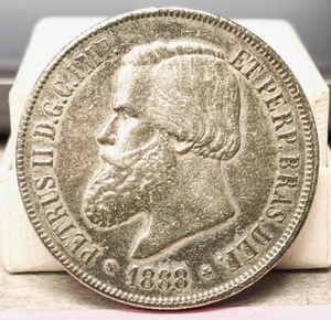 1888 Brazil 2000 Reis Coin - Higher Grade - Nice Toning & Patina - Well Struck - Picture 1 of 3