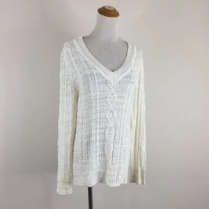 Maglione pullover RAG & BONE donna tg small bianco maglia a costine con cavo scollo a V - Foto 1 di 8