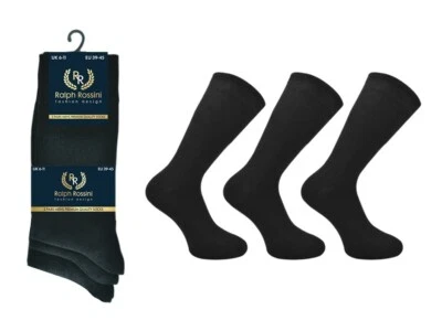 Mens Ralph Rossini Black Premium Quality Cotton socks UK 6-11 EU 39-45 - Image 1 of 2