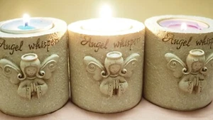 3 x Angel Whispers Tea light Holders – Love – Luck and Hope. - Picture 1 of 9