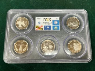 2000-S Quarter Proof 25c PCGS PR69DCAM Deep Cameo Set MA MD SC NH VA Complete! - Image 1 of 4