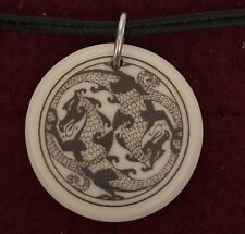 Touchstone Pottery Celtic Dragon Round Porcelain Pendant