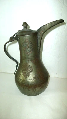 ANTIGUA/DE COLECCIÓN OLLA DE TÉ/CAFETERA DE ORIENTE MEDIO, TONO PLATA/COBRE, DISEÑO MECANIZADO Foto 1 de 4