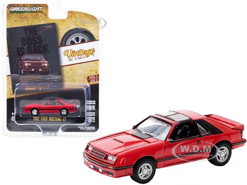 1/64 Greenlight The Boss Is Back 1982 Ford Mustang GT Diecast Model Red 39050E