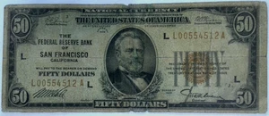 1929 $50 The Federal REserve Bank of San Francisco California L00554521A - Picture 1 of 6