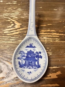 Chinese Blue Canton Porcelain Hand Painted Soup Ladle Pair - Picture 1 of 4