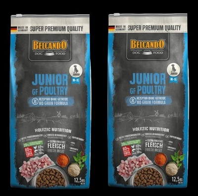 2x Belcando JUNIOR GF Poultry 12,5kg Trockenfutter Hund M-XL getreidefrei Welpen - Bild 1 von 3