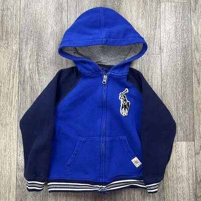 Polo Ralph Lauren Full Zip Hoodie Big Pony Embroidery Size 5 Kids Blue - Image 1 of 4