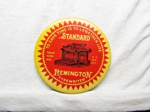 Vintage Remington Typewriter Celluloid Advertising Pocket Mirror / Paperweight - Picture 1 of 4