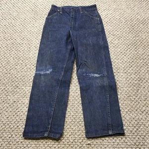 Vintage 40s 50s Sanforized Blue Jeans Youth Boys 23x23 Denim Offset Belt Loop - Picture 1 of 13