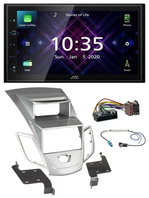 JVC DAB 2DIN MP3 Bluetooth USB Autoradio für Ford Fiesta 2010-17 Display silber - Bild 1 von 4