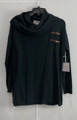 Женский повседневный свитер Ellen Tracy черный однотонный с воротником-хомутом маленький - Изображение 1 из 4