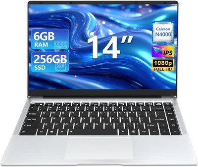 Portatile PC 14 Pollici Con Gioco Processore N4000 6GB RAM LPDDR4, SSD 256GB, WI - Immagine 1 di 4