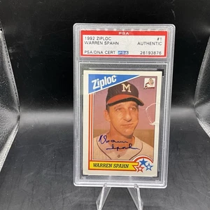 1992 Ziploc Warren Spahn Auto PSA DNA Authentic Signed Atlanta Braves - Picture 1 of 2