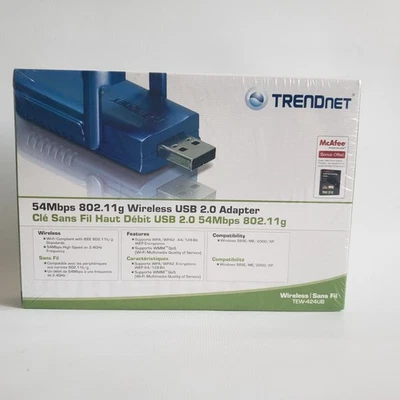 Trendnet TEW-424UB Wireless Adapter Vintage IWndow XP/2000 New Sealed - Image 1 of 4