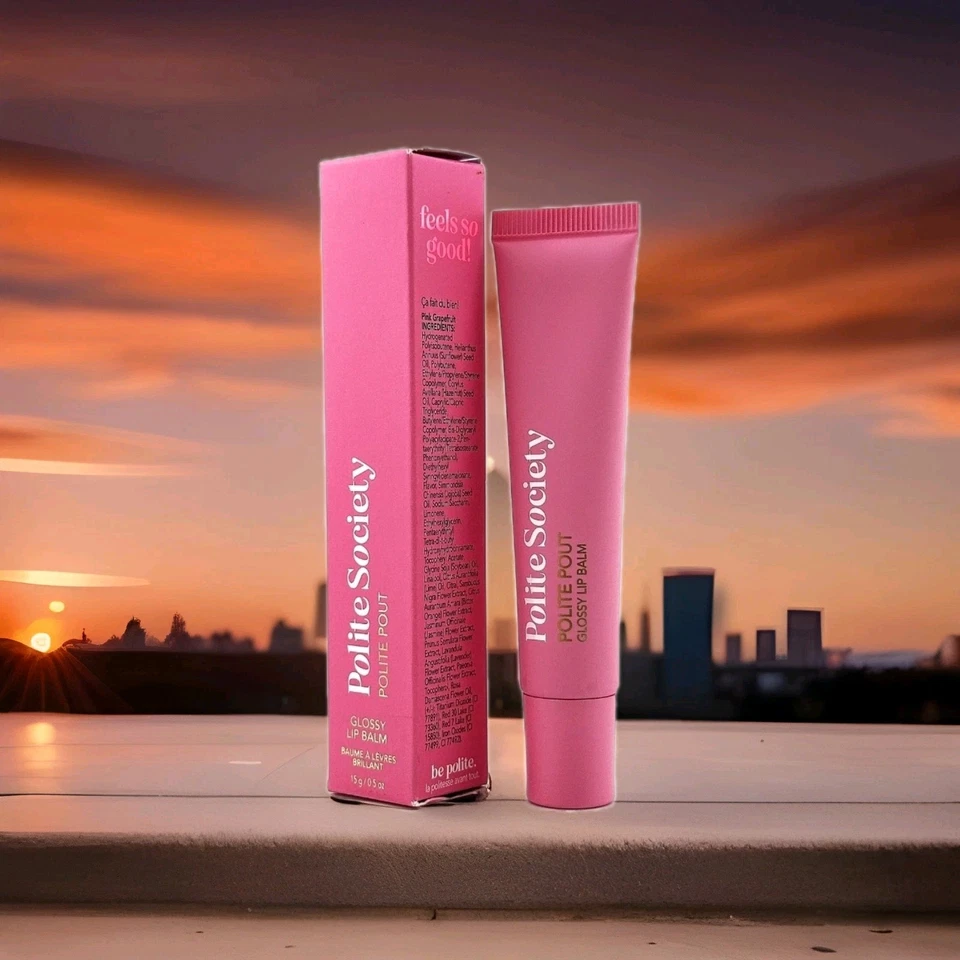 🌸 Polite Society Polite Pout Glossy Lip Balm – Pink Grapefruit – 15g / 0.5oz - Image 1 of 1