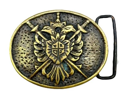 Fivela de cinto de lã dourada vintage braço alemão imperial ordem águia LEIA - Imagem 1 de 4