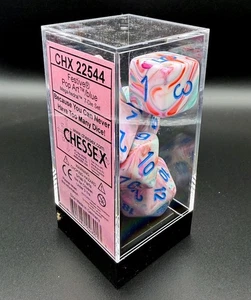 Chessex Dice 22544 Festive Pop Art / blue Mega-Hedral 7 Die Set Black Light - Picture 1 of 4
