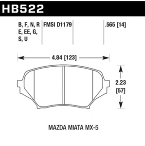 Hawk HPS Brake Pads - Miata MX-5 NC- FRONT - 2006-2014 - HB522F.565 - Picture 1 of 7