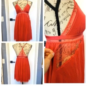 Victoria's Secret Burnt Orange Romantic Lace Trim Babydoll Lingerie M - Picture 1 of 10