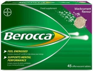 Berocca Blackcurrant Energy Vitamin C, B1 B2 B3 B5 B12 & Magnesium - 45 Tablets - Picture 1 of 1