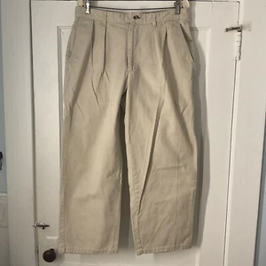Vintage 90s Tommy Hilfiger Chino Pants 34x32 Beige Khaki Embroidered Logo - Picture 1 of 21