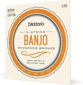 10 Sets D'Addario EJ55 5-String Phosphor Bronze Medium Banjo Strings - Picture 1 of 1