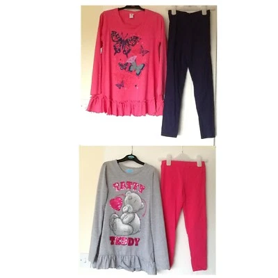 Girls L/S Pink OR Grey Top with Leggings Age 7-8 OR 8-9 - Image 1 of 4
