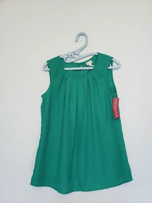 Camiseta sin mangas Merona para mujer M cuello plisado verde carrera oficina negocios nueva con etiquetas Foto 1 de 4