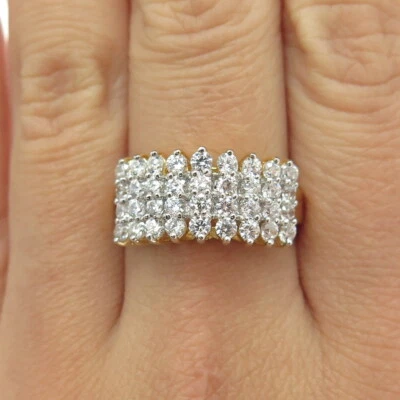 HAN 925 Sterling Silver Gold Plated Pave C Z Ring Size 9.25 - Image 1 of 4