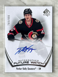 2021-22 SP Authentic Future Watch Parker Kelly Autograph  #789/999 Senators