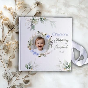 LIBRO DE VISITAS/ÁLBUM DE RECORTES PERSONALIZADO de bautizo floral de tapa dura - Imagen 1 de 5