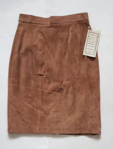 B.B.DAKOTA Pret A Cuir-Leather Women Pencil Straight Suede Skirt Brown Size 9/10 - Picture 1 of 12