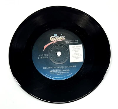 Merle Haggard "Me and Crippled Soldiers" Orig. 7" Promo 33 RPM VG++ to EX w/Slev - Image 1 of 3