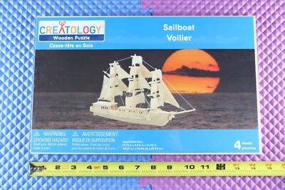 Creatology Wooden Puzzle 4 Sheets Sailboat Voilier 3D Woodcraft Art - Image 1 of 4