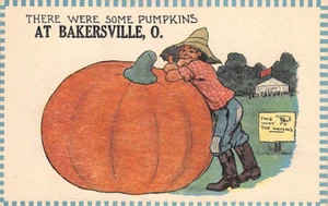 Postcard OH: Man with Exaggerated Pumpikin, Bakersville, Ohio, DB 1910's - Picture 1 of 2