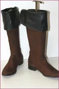 LOLA CRUZ Bottes Genoux Cuir Marron Foncé Doublées Cuir T 41 TTBE - Imagen 1 de 6