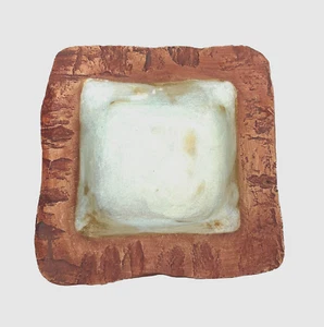 Ceramic & Glass Dish Square Artist Made Earthenware Signed - Bild 1 von 4